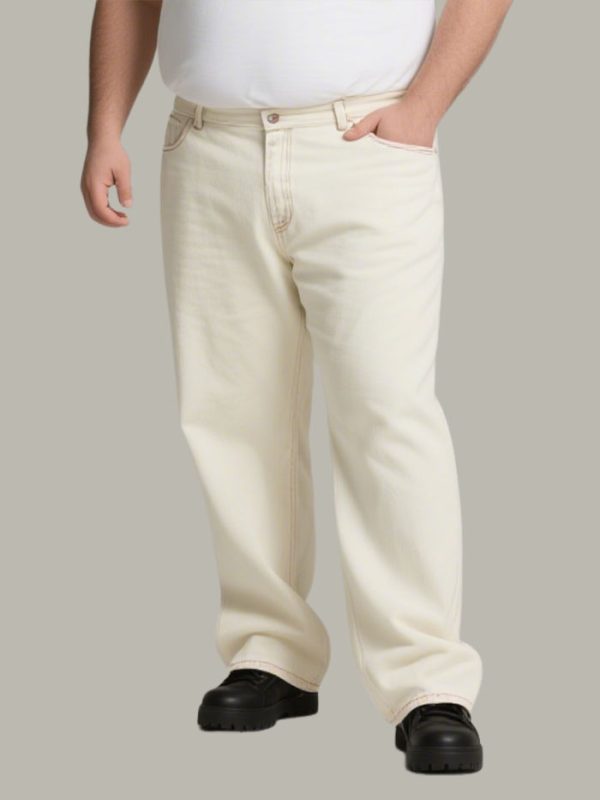 Men's Plus Size off White Jeans Unique and Stylish