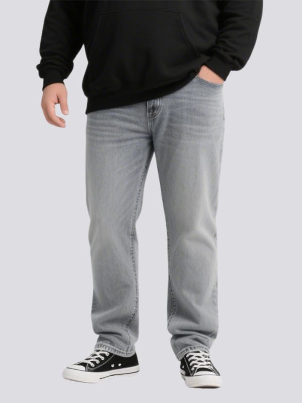 Men's Plus Size Light Gray Jeans Trendy and Casual